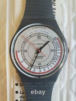 NOS Vintage Swatch Watch 1987 Pulsometer GA106 With Matching Case New