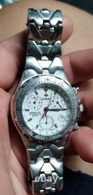 NOS Zodiac Marine Life Professional 200m Chronograph White Dial Men Watch