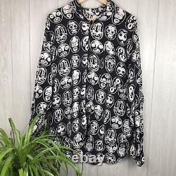 NWOT Vintage Handmade New Old Stock Tribal Faces Oversized Button Down Shirt