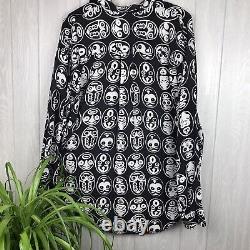 NWOT Vintage Handmade New Old Stock Tribal Faces Oversized Button Down Shirt