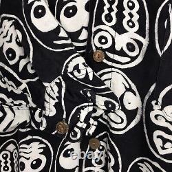 NWOT Vintage Handmade New Old Stock Tribal Faces Oversized Button Down Shirt