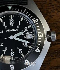 Near NOS 1990 Adanac Military Gallet Divers Navigator Watch Rare Date Variant