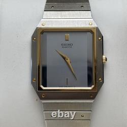 Neo Vintage SEIKO Watch Japan Quartz NOS Two Tone Tank 6530-5010 Rare Thin Runs