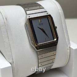 Neo Vintage SEIKO Watch Japan Quartz NOS Two Tone Tank 6530-5010 Rare Thin Runs