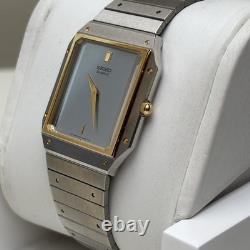 Neo Vintage SEIKO Watch Japan Quartz NOS Two Tone Tank 6530-5010 Rare Thin Runs