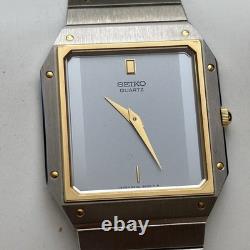 Neo Vintage SEIKO Watch Japan Quartz NOS Two Tone Tank 6530-5010 Rare Thin Runs
