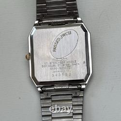Neo Vintage SEIKO Watch Japan Quartz NOS Two Tone Tank 6530-5010 Rare Thin Runs