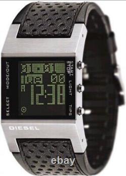 New DIESEL DZ-7023 Black / Stainless Steel Digital Watch Genuine NOS DZ7023