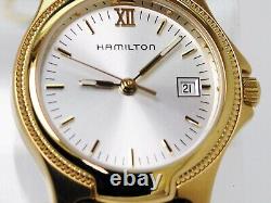 New Hamilton 846016 Womens Gold Tone Watch Silver Dial Swiss Movement Nos Rare