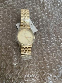 New OLD STOCK Pulsar President Day Date Fluted Bezel Gold Tone PXF 306 sgf 206