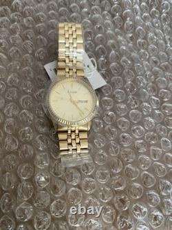 New OLD STOCK Pulsar President Day Date Fluted Bezel Gold Tone PXF 306 sgf 206