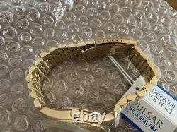 New OLD STOCK Pulsar President Day Date Fluted Bezel Gold Tone PXF 306 sgf 206