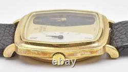 New Old Stock 14k Yellow Gold CONCORD Quartz Dual Time Zone men's Wrist Watch