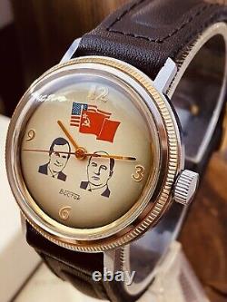 New Old Stock 1991 Ussr(russia) B&g Vostok, 17 Jewels, Chrome, Papers! #7501