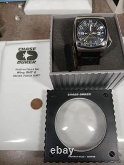 New Old Stock Chase Durer Wing GMT Mens Swiss Watch Carbon Fiber Dial with Box