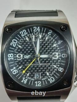 New Old Stock Chase Durer Wing GMT Mens Swiss Watch Carbon Fiber Dial with Box