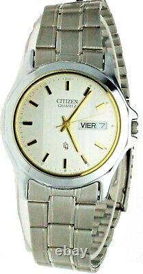 New Old Stock Citizen Round Watch White Face S/ Steel Day Date W-R 1102-B00659-D