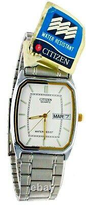 New Old Stock Citizen Watch White Face Stainless Steel Day & Date Water Resistan