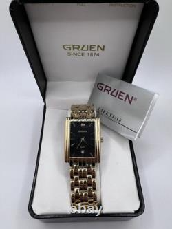 New Old Stock Gruen Diamond Gold Tone Tank Men's Watch