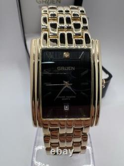 New Old Stock Gruen Diamond Gold Tone Tank Men's Watch