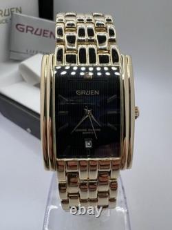 New Old Stock Gruen Diamond Gold Tone Tank Men's Watch