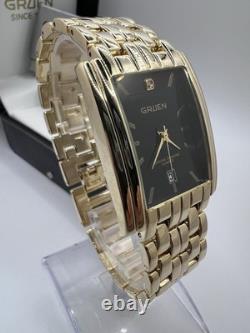 New Old Stock Gruen Diamond Gold Tone Tank Men's Watch