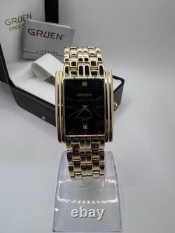 New Old Stock Gruen Diamond Gold Tone Tank Men's Watch
