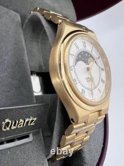 New Old Stock Gruen Gold Tone Moonphase Classy Elegant Preppy Sleek Watch Unique