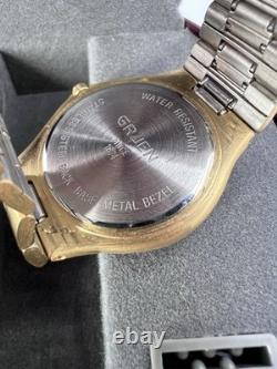 New Old Stock Gruen Gold Tone Moonphase Classy Elegant Preppy Sleek Watch Unique