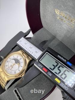 New Old Stock Gruen Gold Tone Moonphase Classy Elegant Preppy Sleek Watch Unique