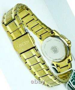 New Old Stock Ladies Citizen Eco Drive S. Steel Gold Plated White Face Watch Date