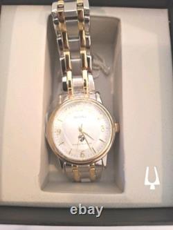 New Old Stock Men's Bulova 2 Tone Watch Double Platinum 98A150-New Battery