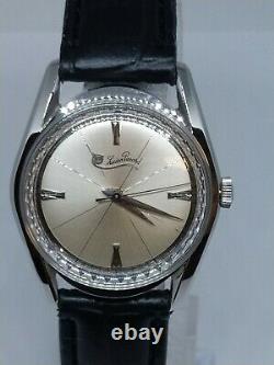 New Old Stock Mens Lucien Piccard Stainless Steel Manual Wind Watch! 1960s