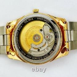 New Old Stock OLMA Swiss Gold Plated 5mic Auto Date 33mm Watch 25J ETA 2824-2