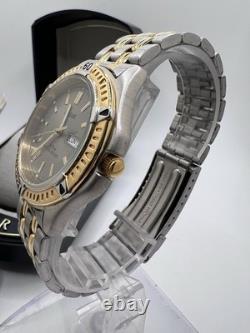 New Old Stock Pulsar Gold Silver Tone Quartz Day Date Box And Paper 100m Wr