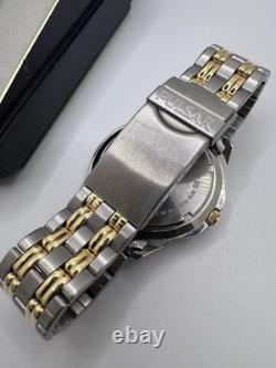 New Old Stock Pulsar Gold Silver Tone Quartz Day Date Box And Paper 100m Wr