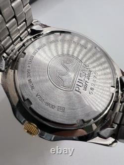 New Old Stock Pulsar Gold Silver Tone Quartz Day Date Box And Paper 100m Wr