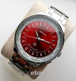 New Old Stock Raketa Pilot Military 24 Hour Movement Mineral Crystal Rare Model