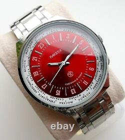 New Old Stock Raketa Pilot Military 24 Hour Movement Mineral Crystal Rare Model