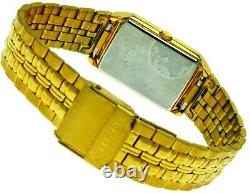 New Old Stock Rare Rectangular Citizen Gold Tone Band S. Steel WR Watch R86293-WL