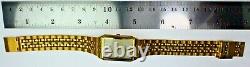 New Old Stock Rare Rectangular Citizen Gold Tone Band S. Steel WR Watch R86293-WL