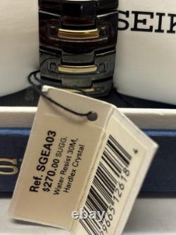 New Old Stock Seiko Men's Quartz Watch Black With Gold Tone Accents SGEA03