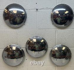 New Old Stock Set of 5 9 1/4 Dog Dish Hubcaps 1940 Ford Deluxe (DD356)