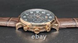 New Old Stock TITUS DayDateMonth Black Dial Dk Brown Leather Automatic Men Watch