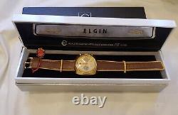 New Old Stock Vintage 1970's Elgin Chronograph with Box & Papers Valjoux 7734