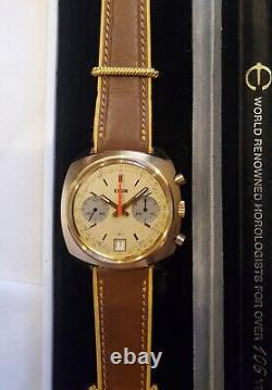 New Old Stock Vintage 1970's Elgin Chronograph with Box & Papers Valjoux 7734