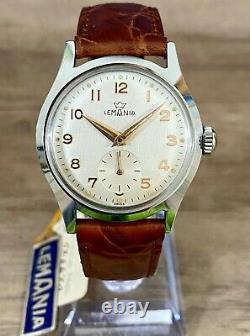 New Old Stock Vintage Lemania 203-PS cal. 3000, mint 33mm Military Style watch