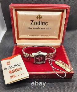 New Old Stock Vintage Zodiac Ladies Watch Day/Date Quick Set Calendar Light