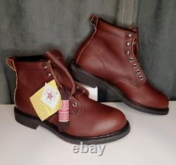 New Old Stock! Work America Boots Brown Leather Vibram Soles Made in USA Men 8 E