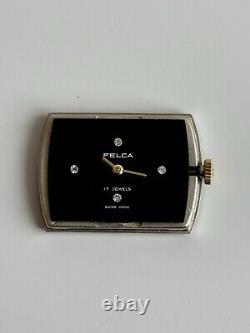 New old stock FELCA RECTANGLE White Gold Plated Ladies Manual Winding 60's 2559